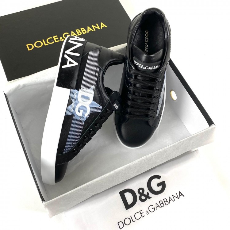DOLCE GABBANA PORTOFİNO LOGO PRİNT SNEAKERS SİYAH